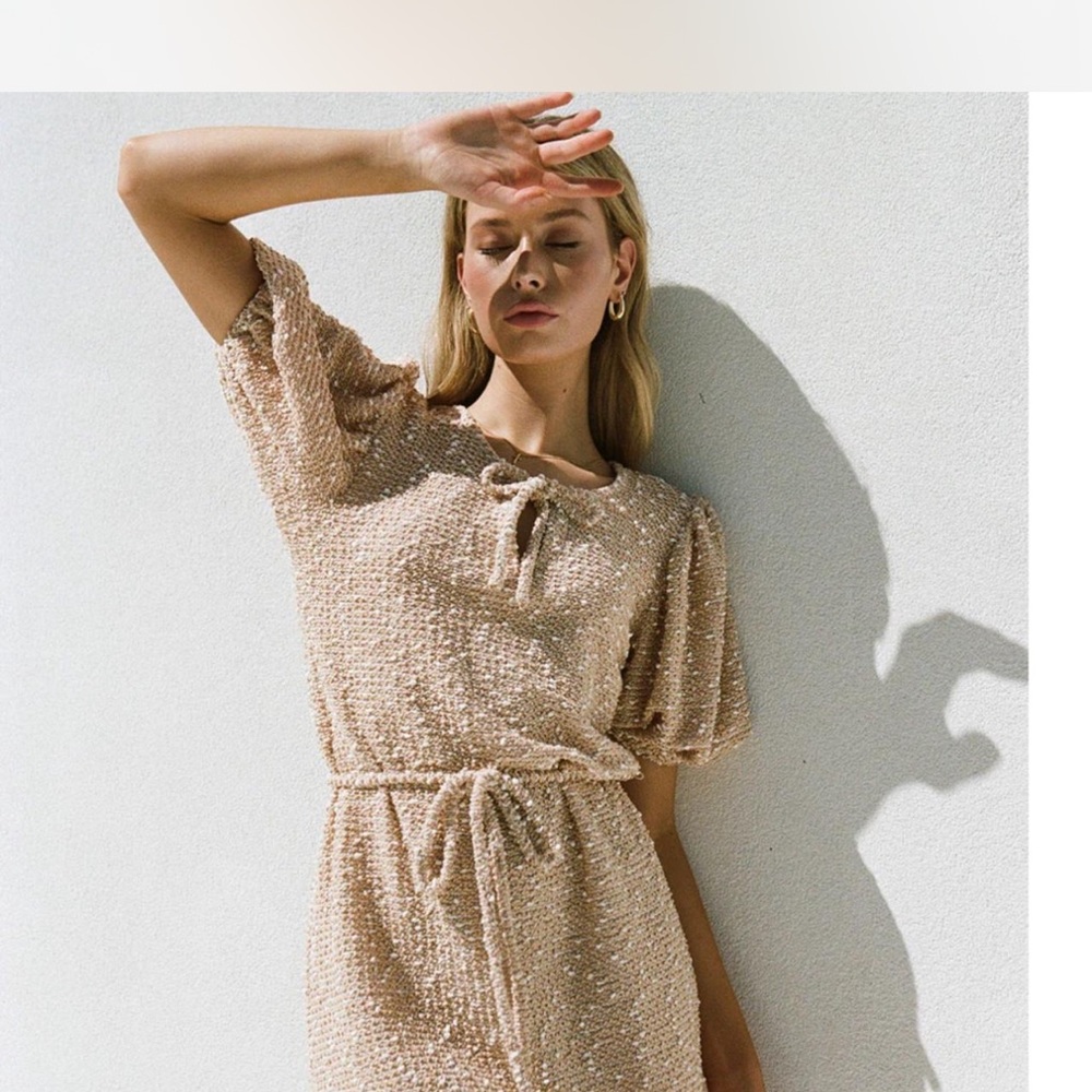 Elegant Beige Textured Dress